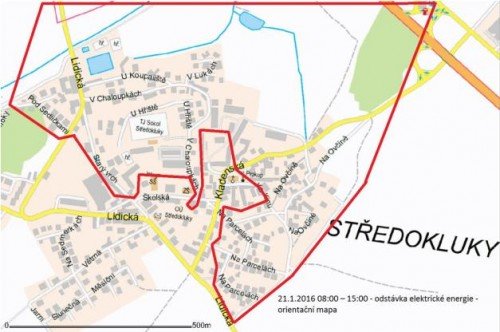 Mapa - přerušení dodávky elektřiny